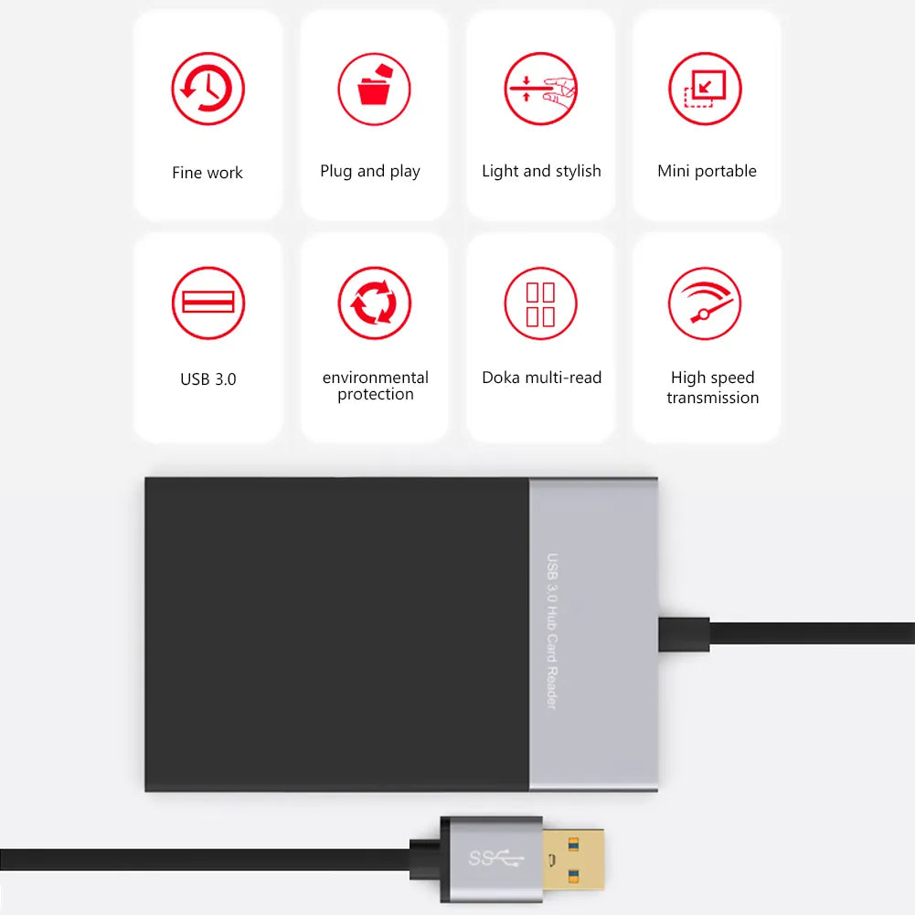 Onten 6 In 1 Multi Memory Card Reader USB 3.0 2 Port HUB Adapter for XQD CF Compact Flash TF Micro SD Card and U Flash Disk Drive Read Onten 6 In 1 Multi Memory Card Reader USB 3.0 2 Port HUB Adapter for XQD CF Compact Flash TF Micro SD Card and U Flash Disk Drive Read